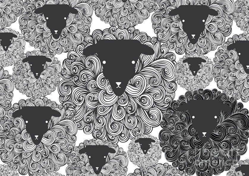 Seamless Black Sheep Illustrationvector Digital Art by Lyeyee - Fine ...