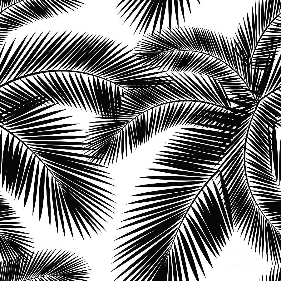 Seamless Color Palm Leaves Pattern Digital Art by Sv sunny