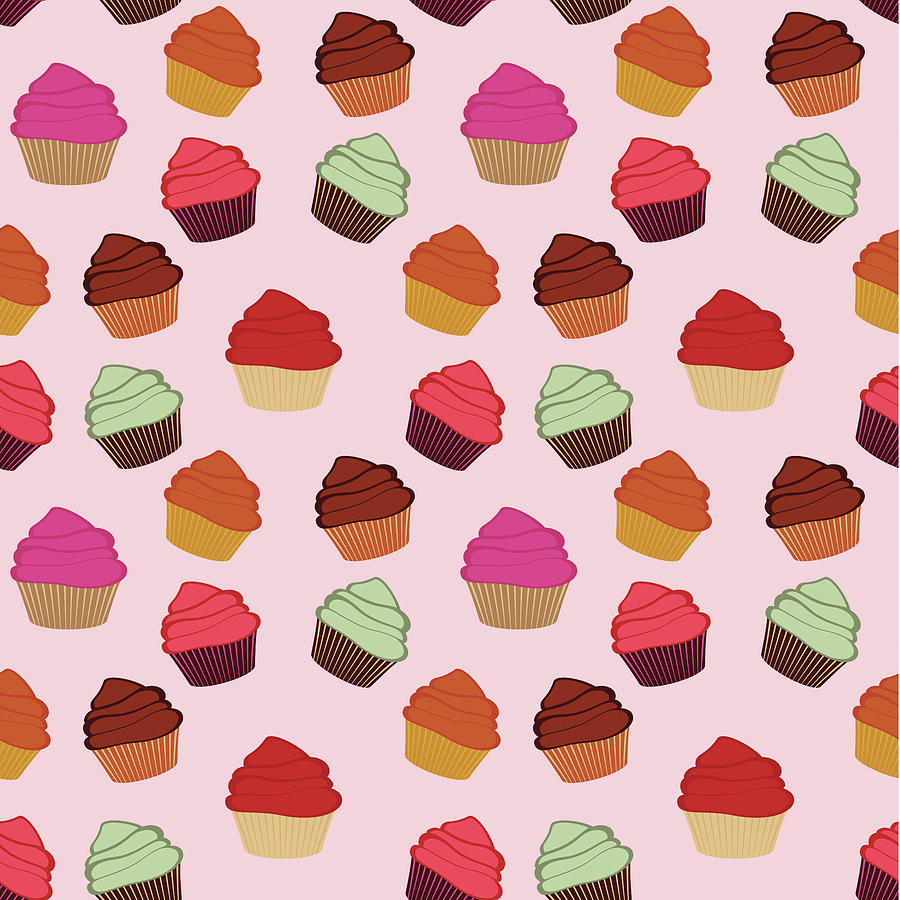 Seamless Cupcakes Background Photograph by Olillia