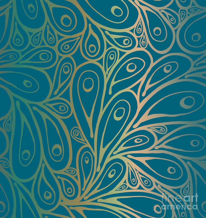Magic Digital Art - Seamless Doodle Peacock Feathers Pattern by Fears