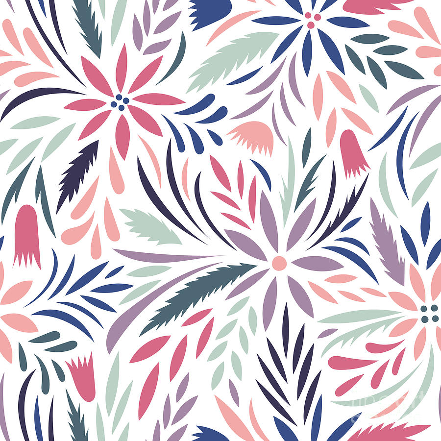 Seamless Floral Pattern Vector Floral Digital Art By Tets