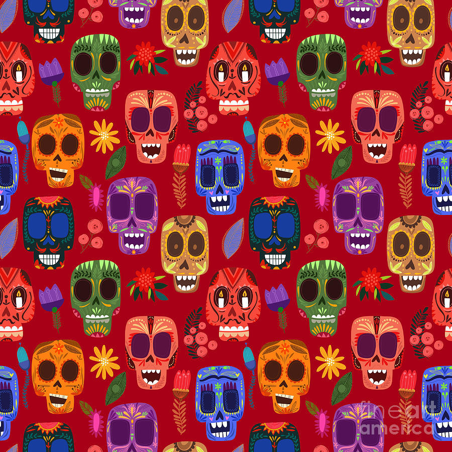 Symbol Digital Art - Seamless Pattern-mexican Day by Ovocheva Symbol Digital Art - Seamless Pattern-mexican Day by Ovocheva