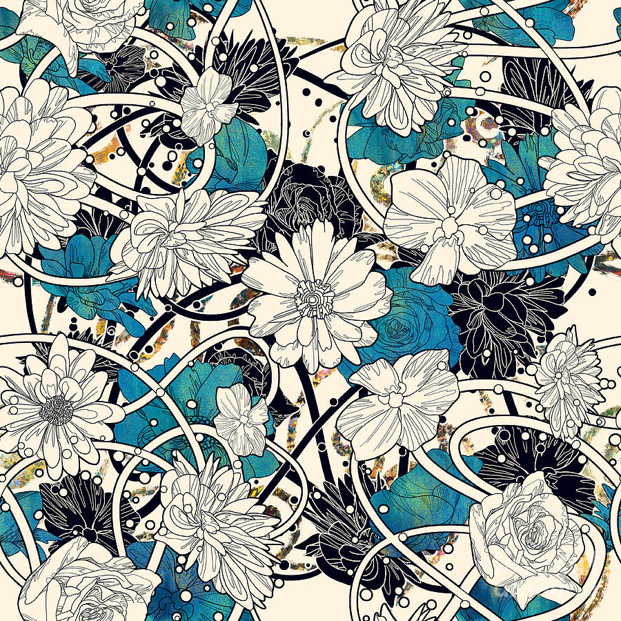 Floral Digital Art - Seamless Pattern With Beautiful Flowers by Tithi Luadthong Floral Digital Art - Seamless Pattern With Beautiful Flowers by Tithi Luadthong