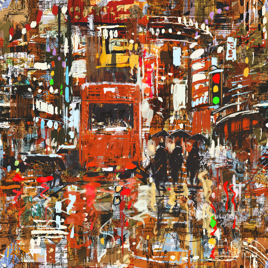 Bus Digital Art - Seamless Pattern With Colorful Urban by Tithi Luadthong Bus Digital Art - Seamless Pattern With Colorful Urban by Tithi Luadthong