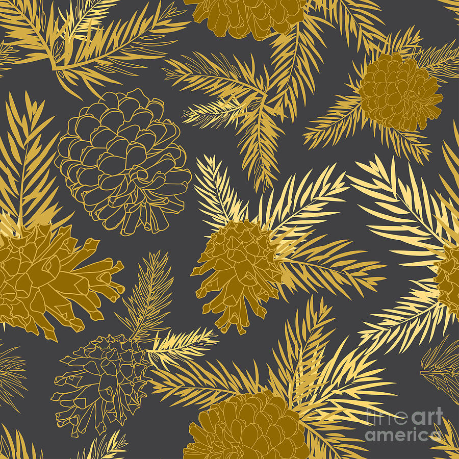 Needles Digital Art - Seamless Pattern With Fir-cone by Zinaida Zaiko