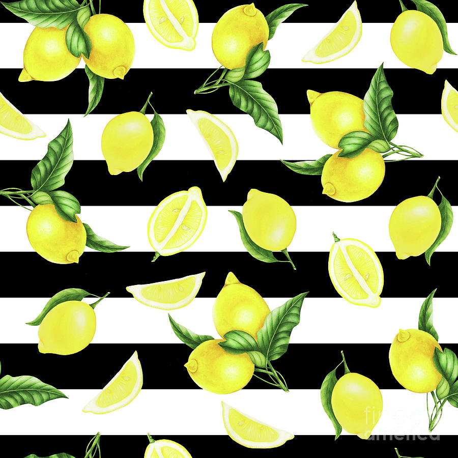 Seamless Pattern With Lemons Digital Art by Tatyana Pushnaya