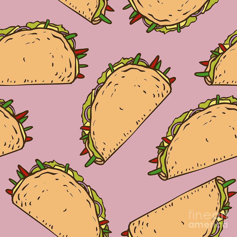 Pepper Digital Art - Seamless Pattern With Mexican Taco In by Koshelev Alexey Pepper Digital Art - Seamless Pattern With Mexican Taco In by Koshelev Alexey