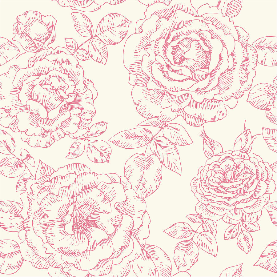 Seamless Pattern With Roses Digital Art by Aromanta