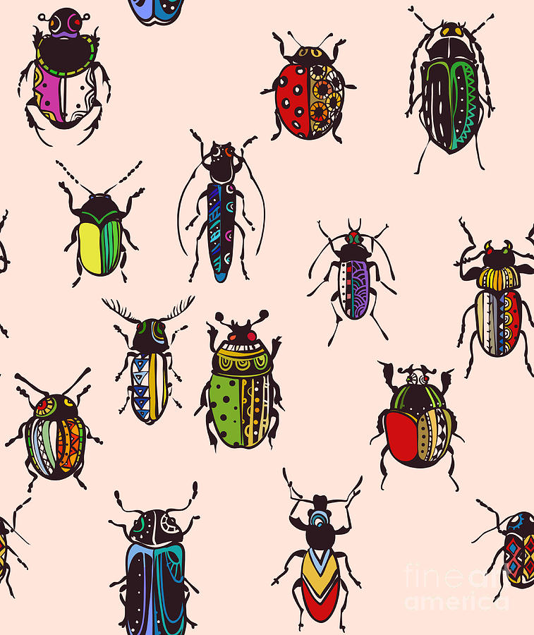 Placemats Digital Art - Seamless Texture With Funny Bugs by Eva mask Placemats Digital Art - Seamless Texture With Funny Bugs by Eva mask