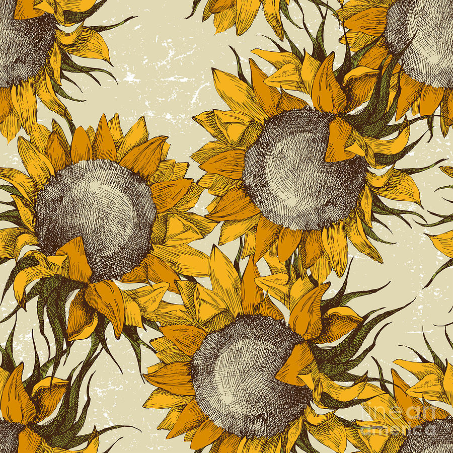 Stems Digital Art - Seamless Vintage Ornament With by Mart Stems Digital Art - Seamless Vintage Ornament With by Mart