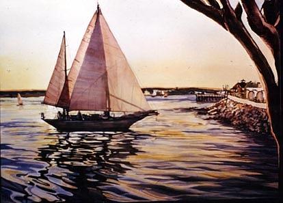 Seaport Sail Painting by Nancy Isbell