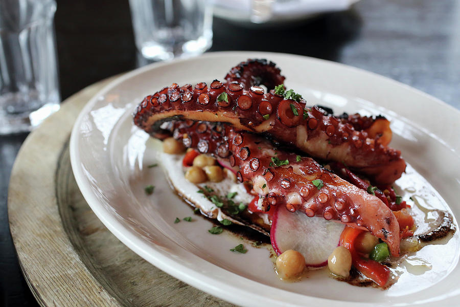 Seared Octopus With Chickpea Salad Photograph by Doug Schneider Photography