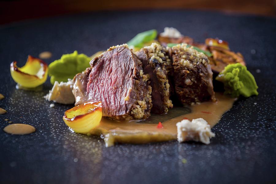 Seared Spiced Lamb With Apricot Sauce Photograph by Nitin Kapoor