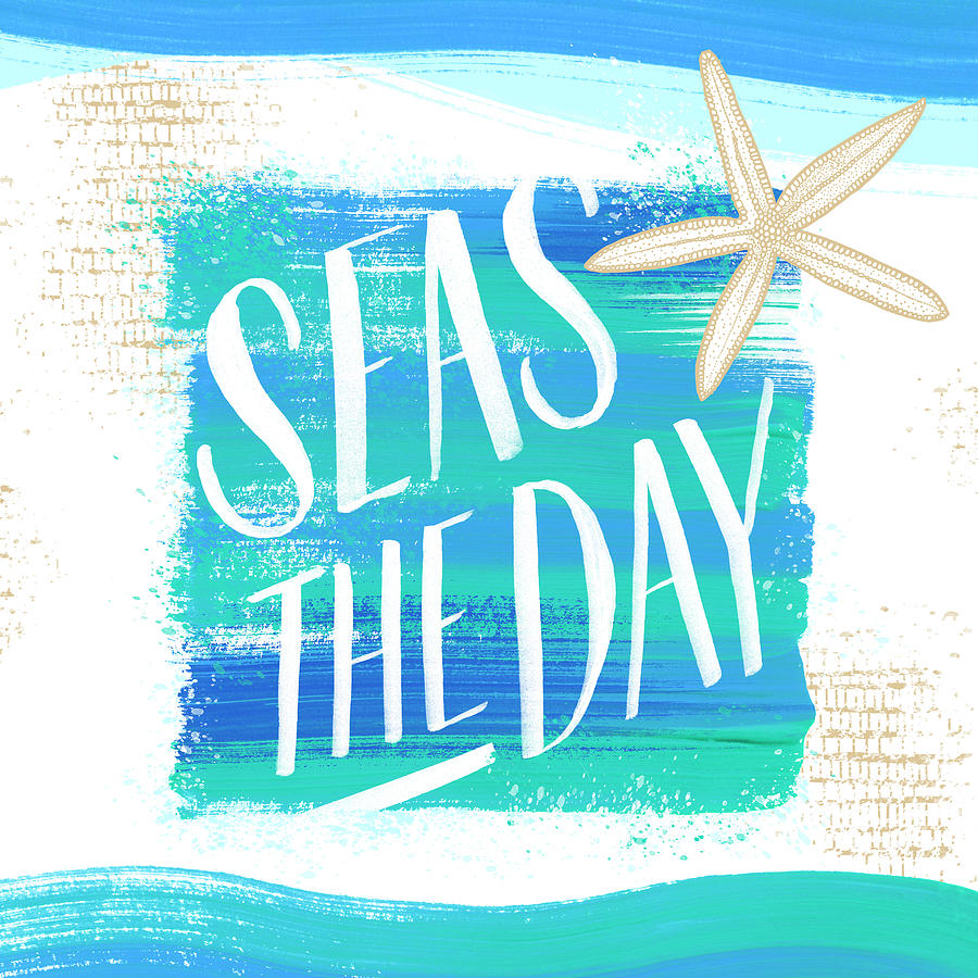 Seas the Day Starfish Coastal Art Painting by Jen Montgomery