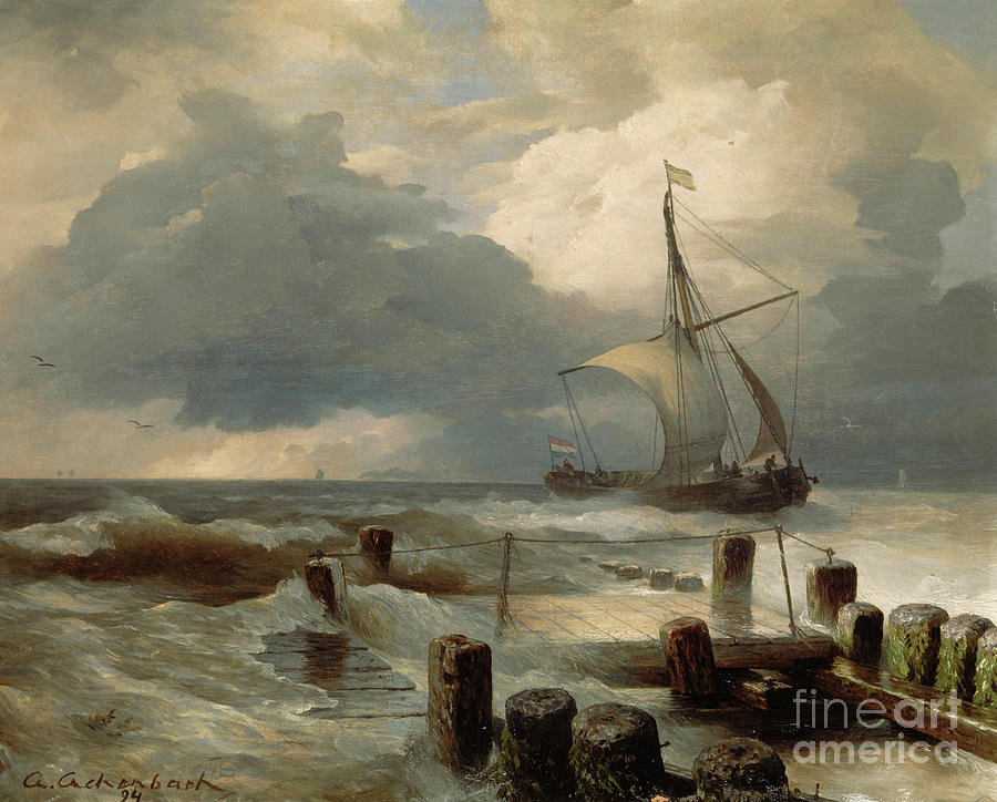 Seascape, 1894 Painting by Andreas Achenbach | Fine Art America