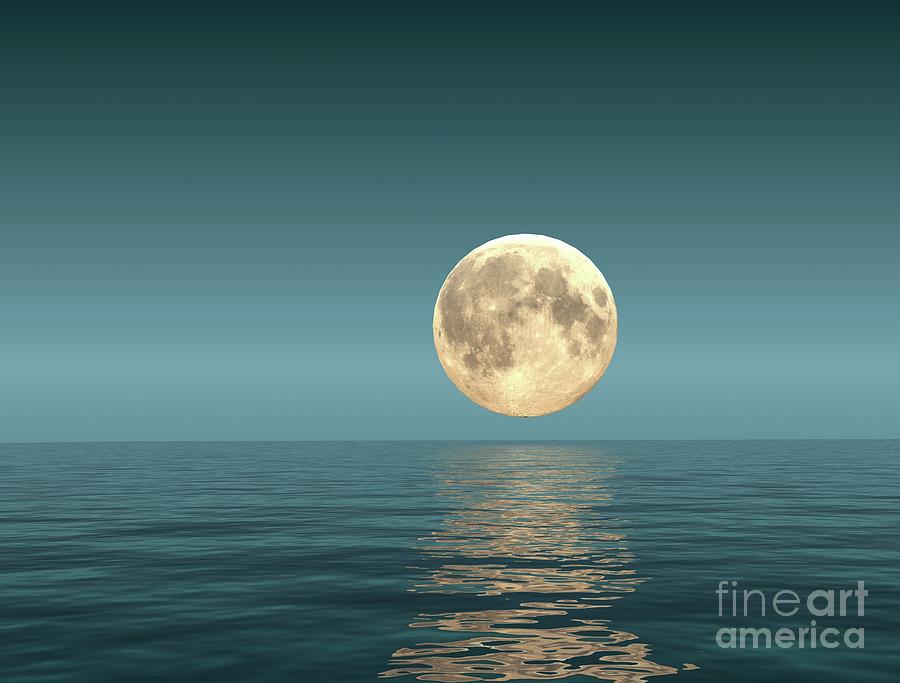 Seascape and Moon Photograph by Ana Borras