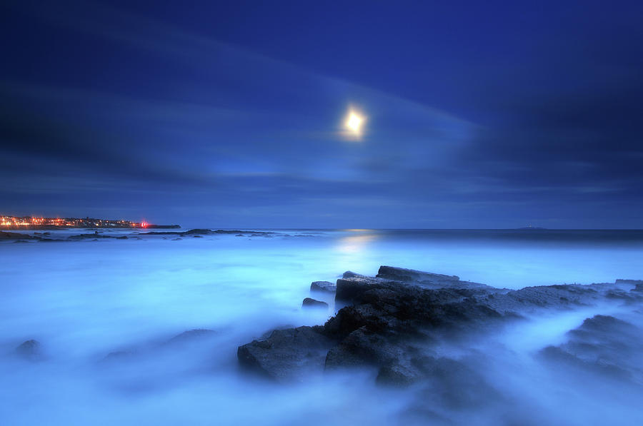 Seascape And Moonrise Photograph by Angus Clyne