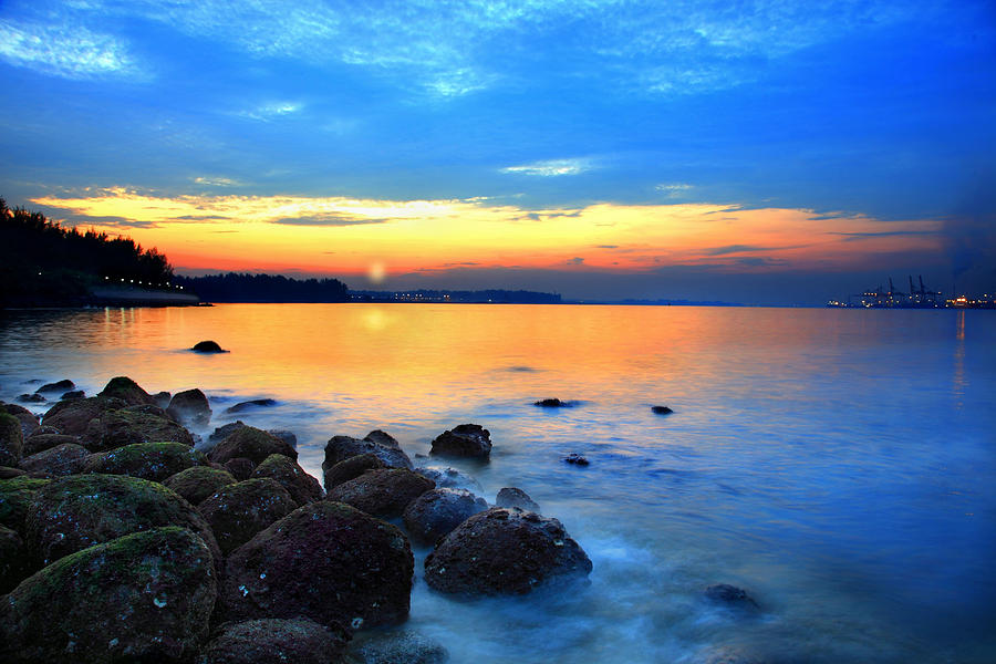 Seascape Of Punggol Beach At Sunset Photograph by Seng Chye Teo