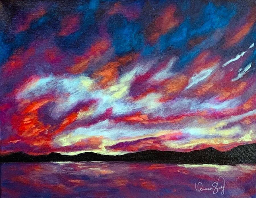 Seascape Sunset I Painting by Queen Gardner