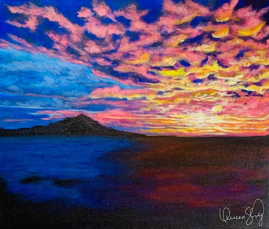 Seascape Sunset II Painting by Queen Gardner