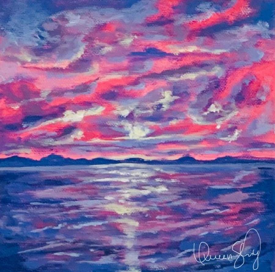 Seascape Sunset V Painting by Queen Gardner