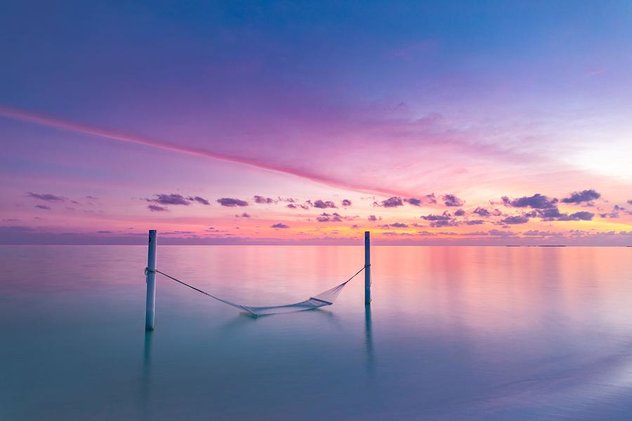 Paradise Photograph - Seascape View Of Sunset Over Maldives by Levente Bodo
