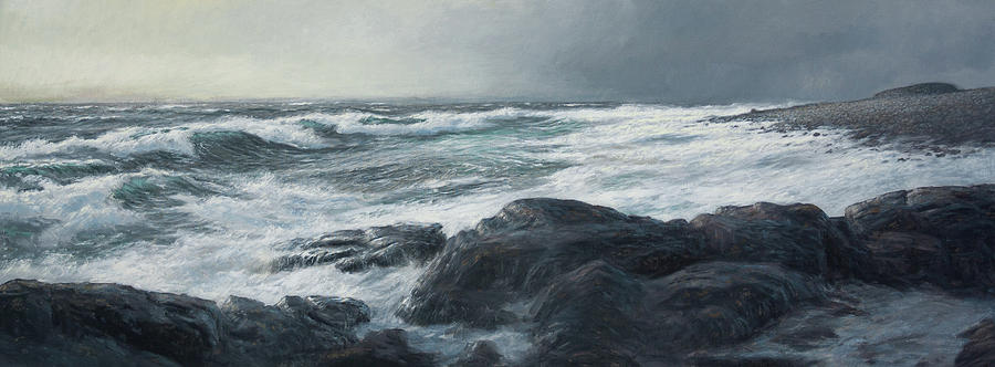 Seascape with Iron Age Graves Painting by Hans Egil Saele