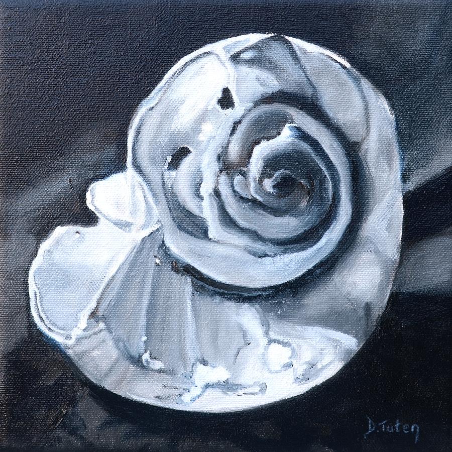 Seashell Painting in Black and White Painting by Donna Tuten