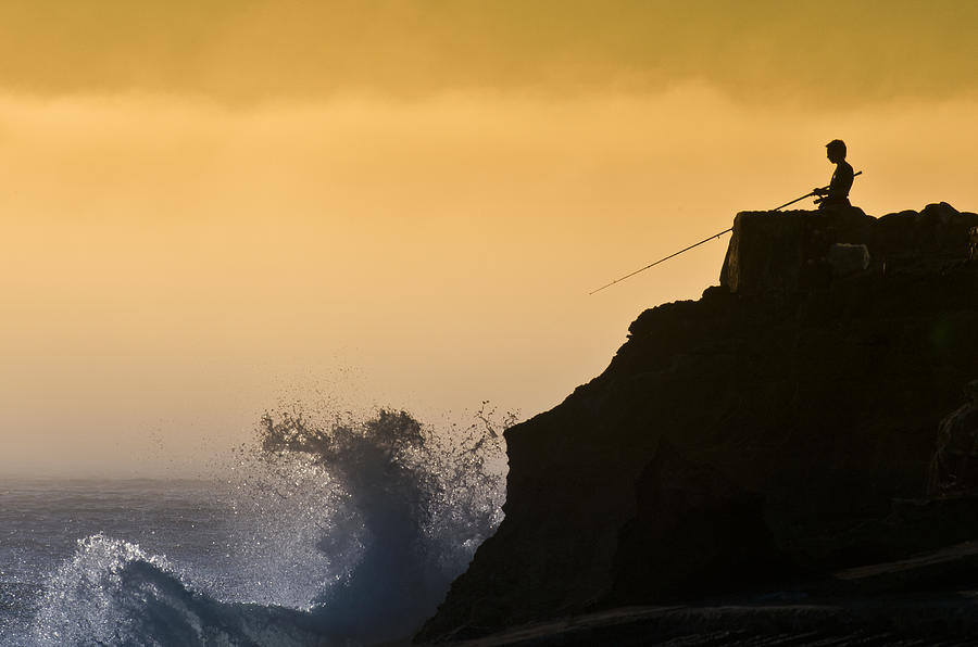 Seashore, Sunset And The Fisherman Photograph by Bruno Jesus