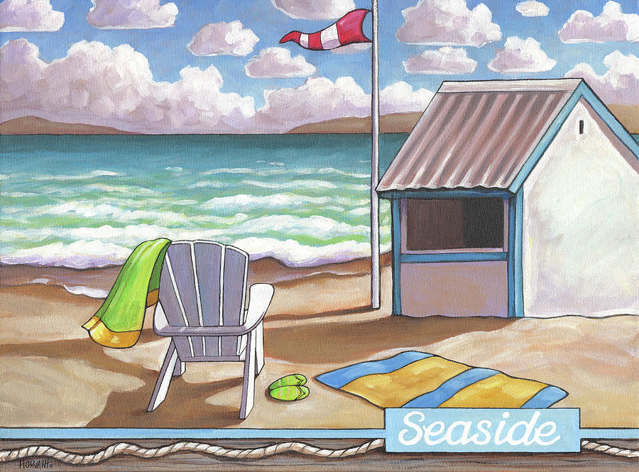 Typography Painting - Seaside Beach by Cathy Horvath-buchanan