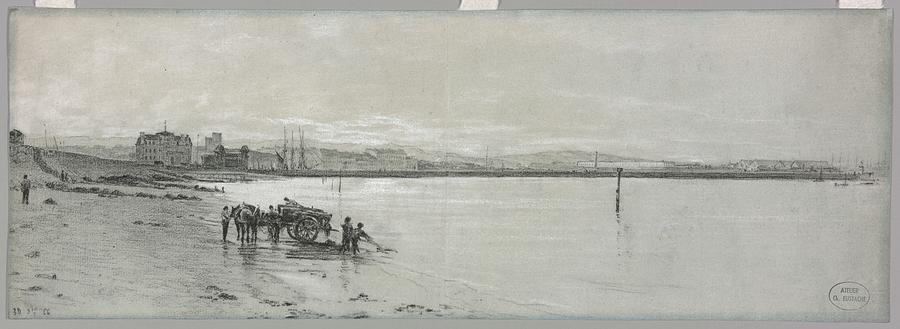 Vintage Drawing - Seaside by Charles Francois Eustache