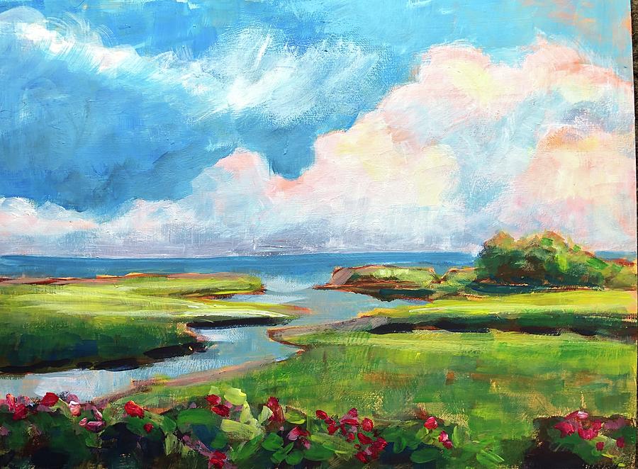 Seaside Marsh Painting by Barbara Hageman