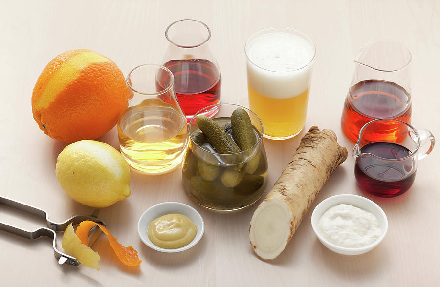 Seasoning Ingredients flavor, Vinegar, Mustard, Pickles, Horseradish Photograph by Eising Studio