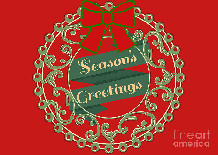 Seasons Greetings Wreath Digital Art