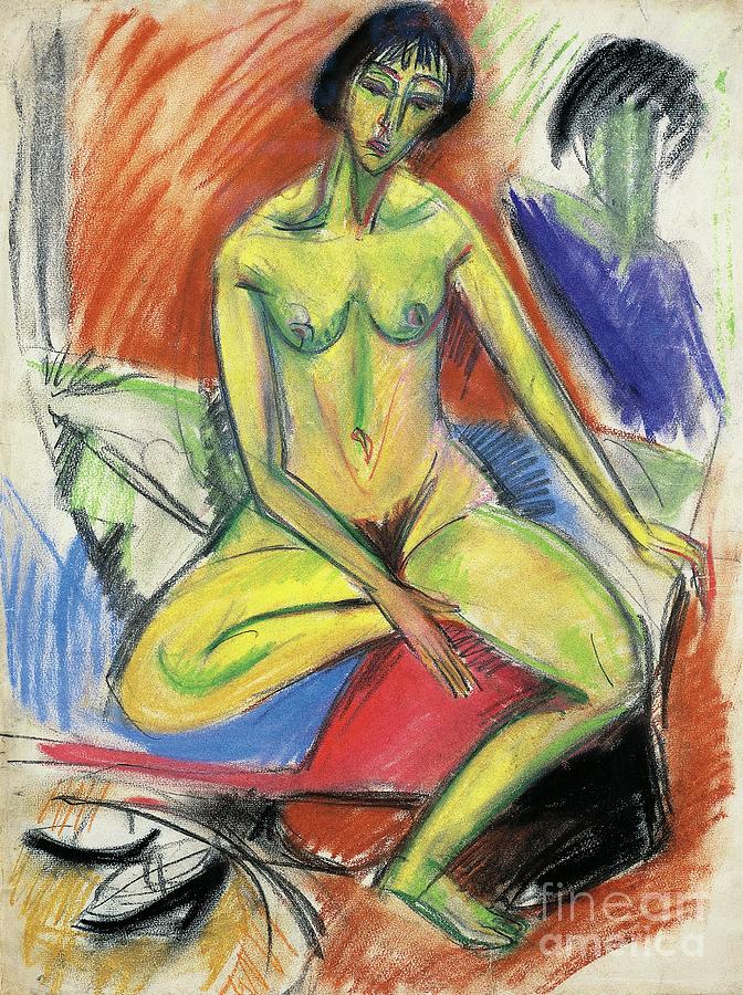 Seated Female Nude, 1912 By Ernst Ludwig Kirchner Painting by Ernst Ludwig Kirchner