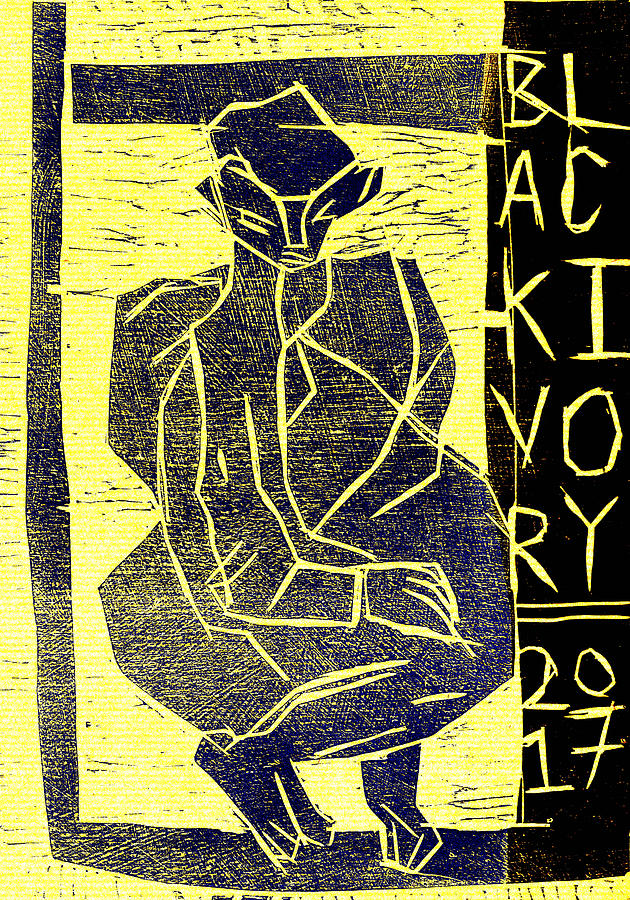 Seated Figure Black Ivory Woodcut Poster 7 Digital Art by Edgeworth Johnstone