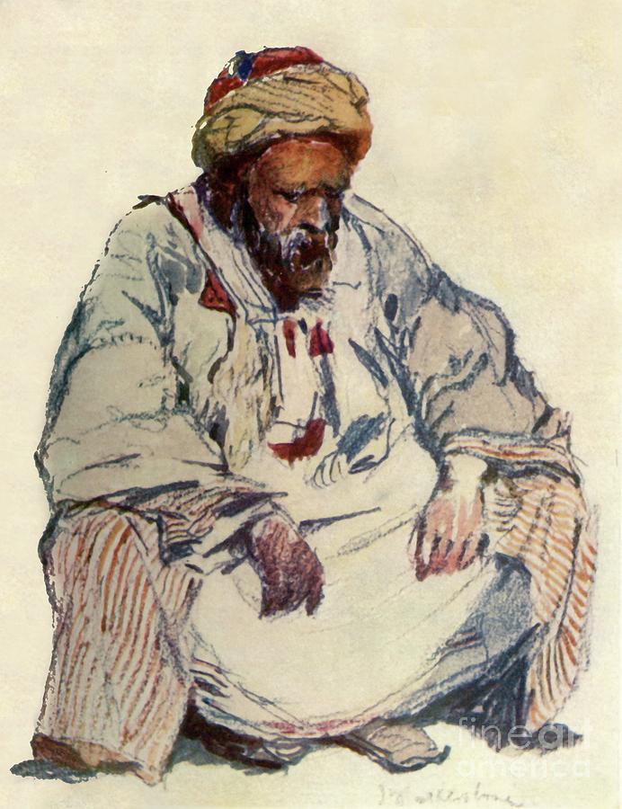 Seated Figure Of Syrian Shepherd Drawing by Print Collector