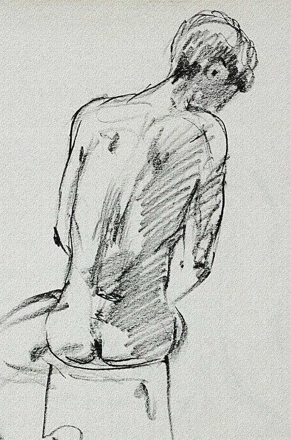 Seated Male Model Study Gesture XX Drawing by Irina Sztukowski