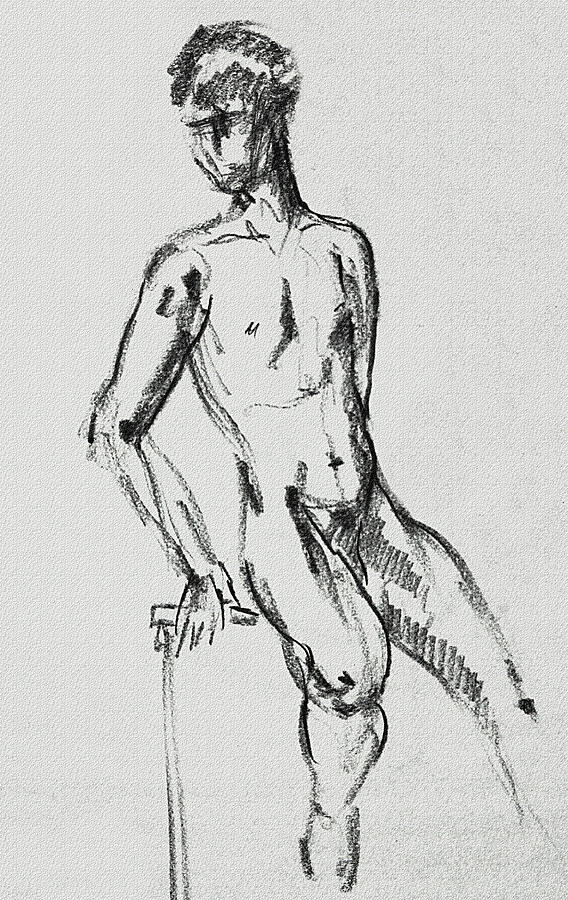 Seated Male Model Study Gesture XXI Drawing by Irina Sztukowski