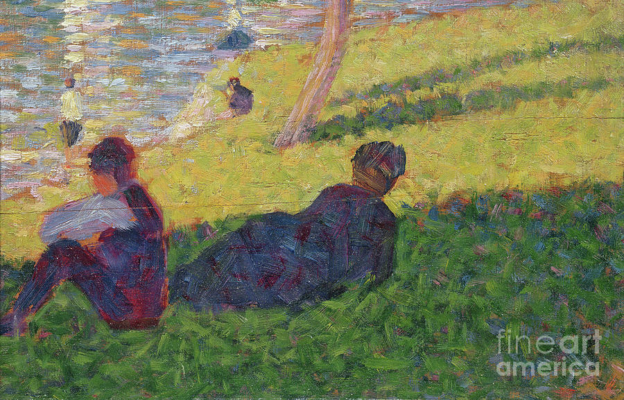 Seated Man And Reclining Woman, Study For A Sunday Afternoon On The Island Of La Grande Jatte, 1884 Painting by Georges Pierre Seurat