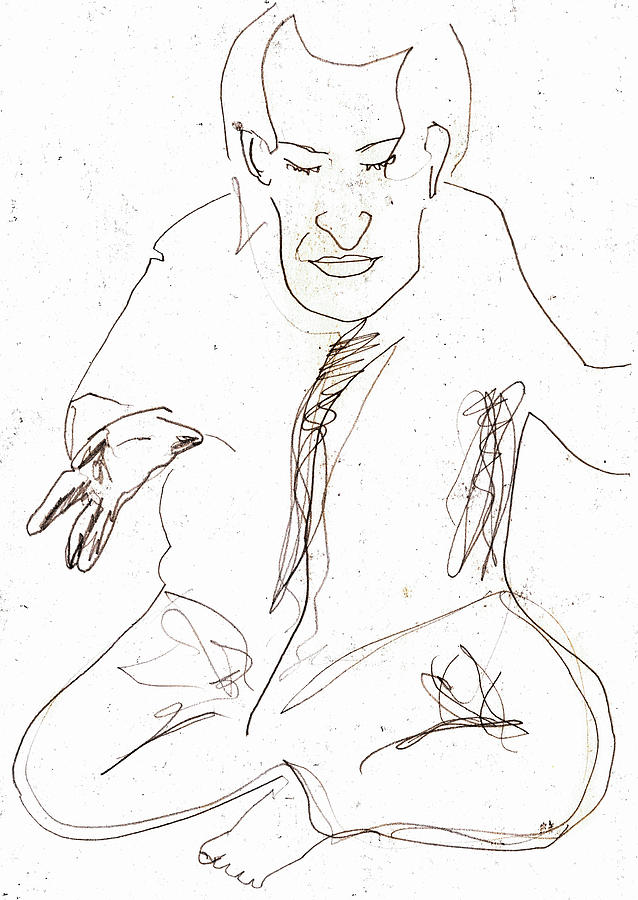 Seated Man drawing Drawing by Edgeworth Johnstone