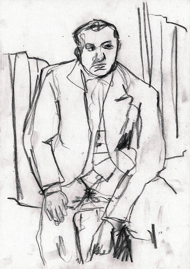 Seated man in a suit Drawing by Edgeworth Johnstone
