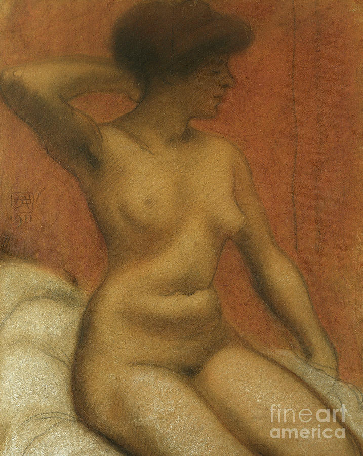 Seated Nude, Nu Assis, 1911 Pastel by Armand Rassenfosse