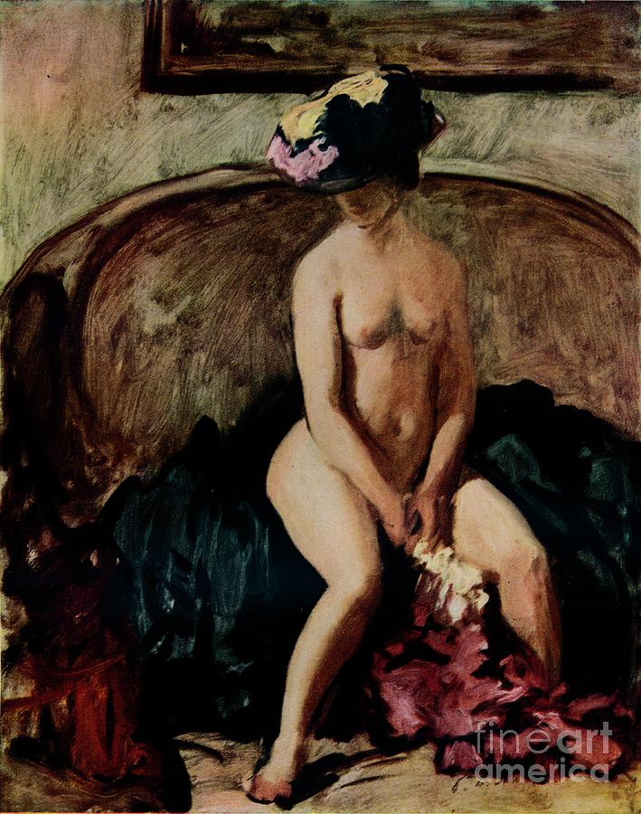 Seated Nude The Black Hat, C1900 Drawing by Print Collector
