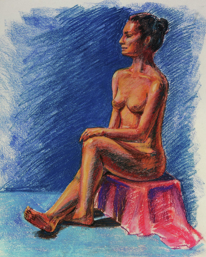 Seated Nude Woman Study Pastel  Painting by Irina Sztukowski