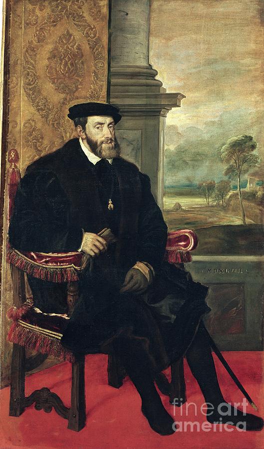 Seated Portrait Of Emperor Charles V, 1548 Painting by Titian