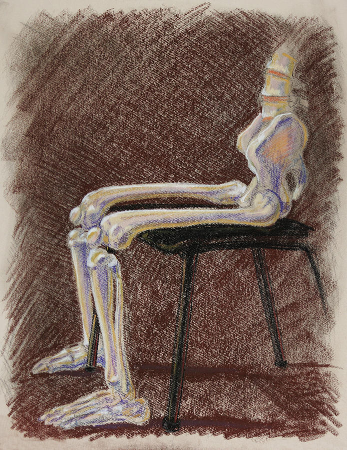 Seated Skeleton Legs and Hips in Pastel  Drawing by Irina Sztukowski
