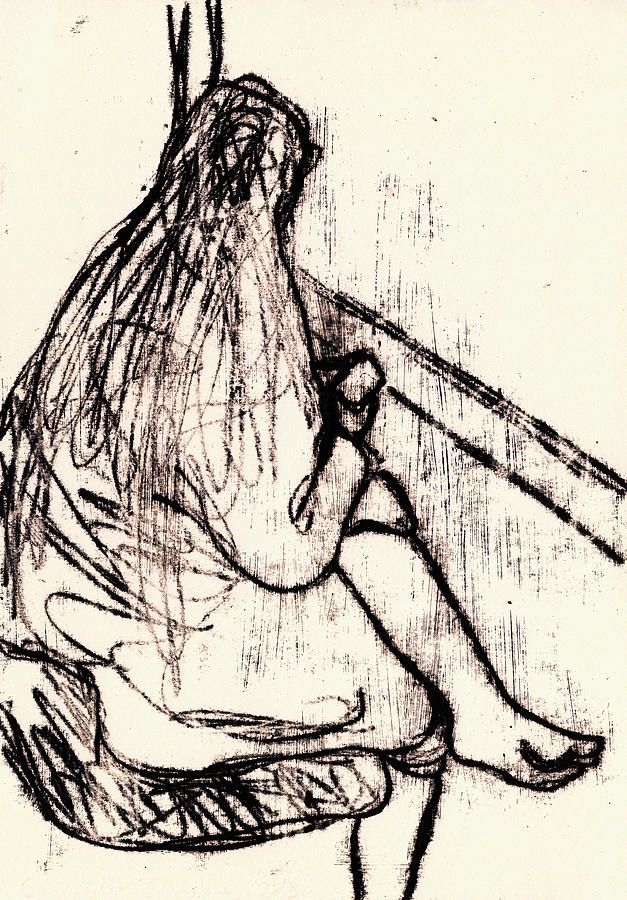 Seated woman by a window Drawing by Edgeworth Johnstone