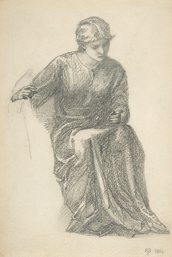 Seated Woman Drawing by Edward Burne-Jones