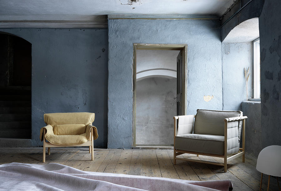 Seating In Blue-grey Room With Wooden Floor Photograph by Anderson Karl